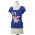 Kohl's Cares ELLE Pink Ribbon Polka-Dot Girl Tee, Blue Women T-Shirt NWT Size XS