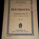 BEETHOVEN Symphony No. 9 in D Minor Op 125, Edition Eulenburg No 411 Sheet Music