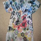 Mi Manchi dress bright colors flowers no size 14W 34L pnk blu black tunic vneck