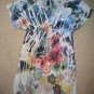 Mi Manchi dress bright colors flowers no size 14W 34L pnk blu black tunic vneck