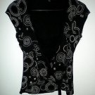 EVIE Designer Brand Little Black Blouse Sleeveless Shirt Top, Dots & Circles