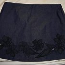 Express Stretch Navy Blue Jean Mini Skirt, Embroidered Floral, Women's Size 9/10