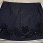 Express Stretch Navy Blue Jean Mini Skirt, Embroidered Floral, Women's Size 9/10