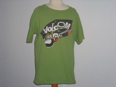 Volcom Skater Surfer Brand Collage Art Logo Graphic Tee Green T-Shirt Men's Sz S