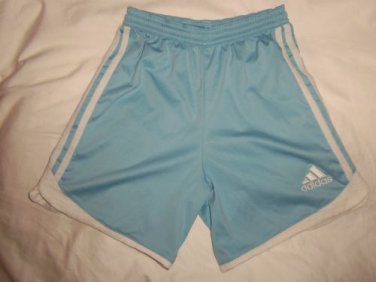 Adidas Clima365 Polyester 3 Stripes Blue & White Athletic Sports Shorts, Girls L