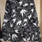 EAST 5TH Brand Black & White Floral Print A-Line Skirt, Side Zipper, 8 Regular
