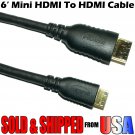 6' FT Mini HDMI to HDMI Cable Type A to C 1080p For Tablet Camcorder Camera