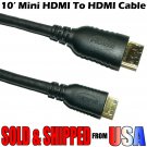10' FT Mini HDMI to HDMI Cable Type A to C 1080p For Tablet Camcorder Camera