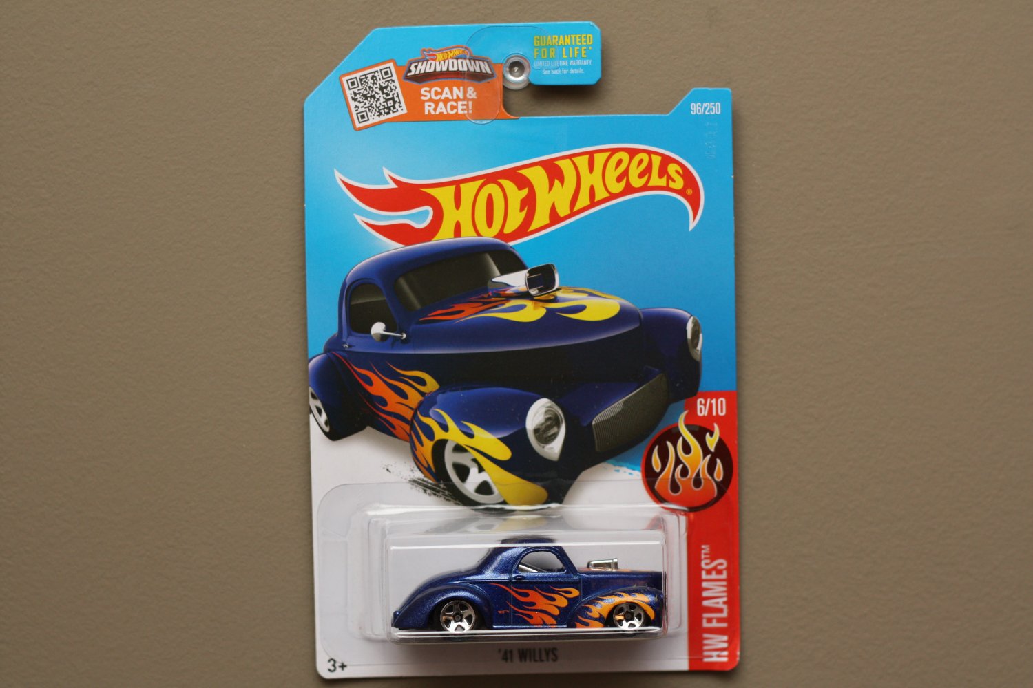 Hot Wheels HW Flames 6/10 (2015) Blue '41 Willys Toy Car 96