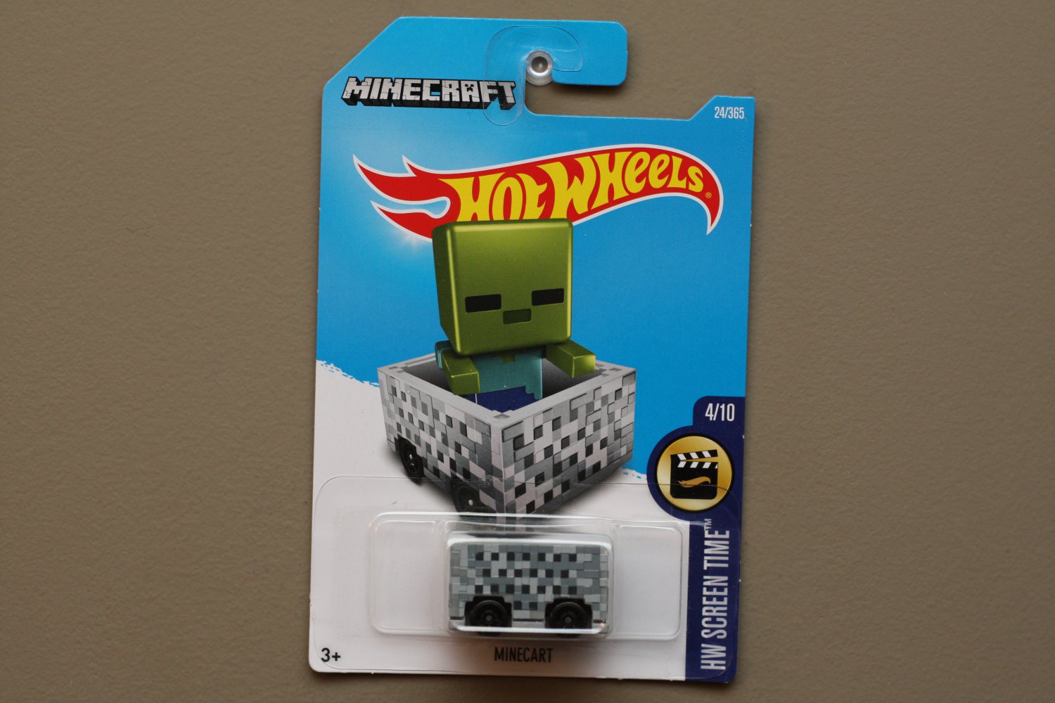Minecart from Minecraft Screen Time Card Hot Wheels 