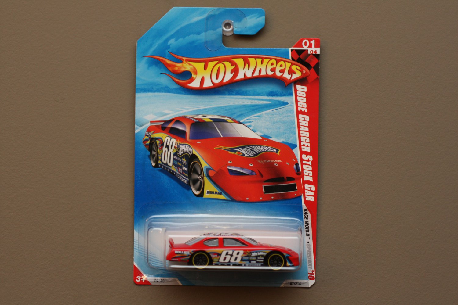 Hot Wheels 2010 Race World Speedway Dodge Charger Stock Car (red) .