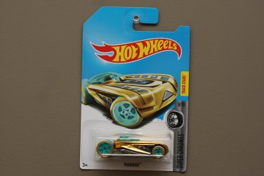 2017 Hot Wheels TREASURE HUNT Super Chromes PHARODOX Gold w/Teal 5 Spoke Wheels 