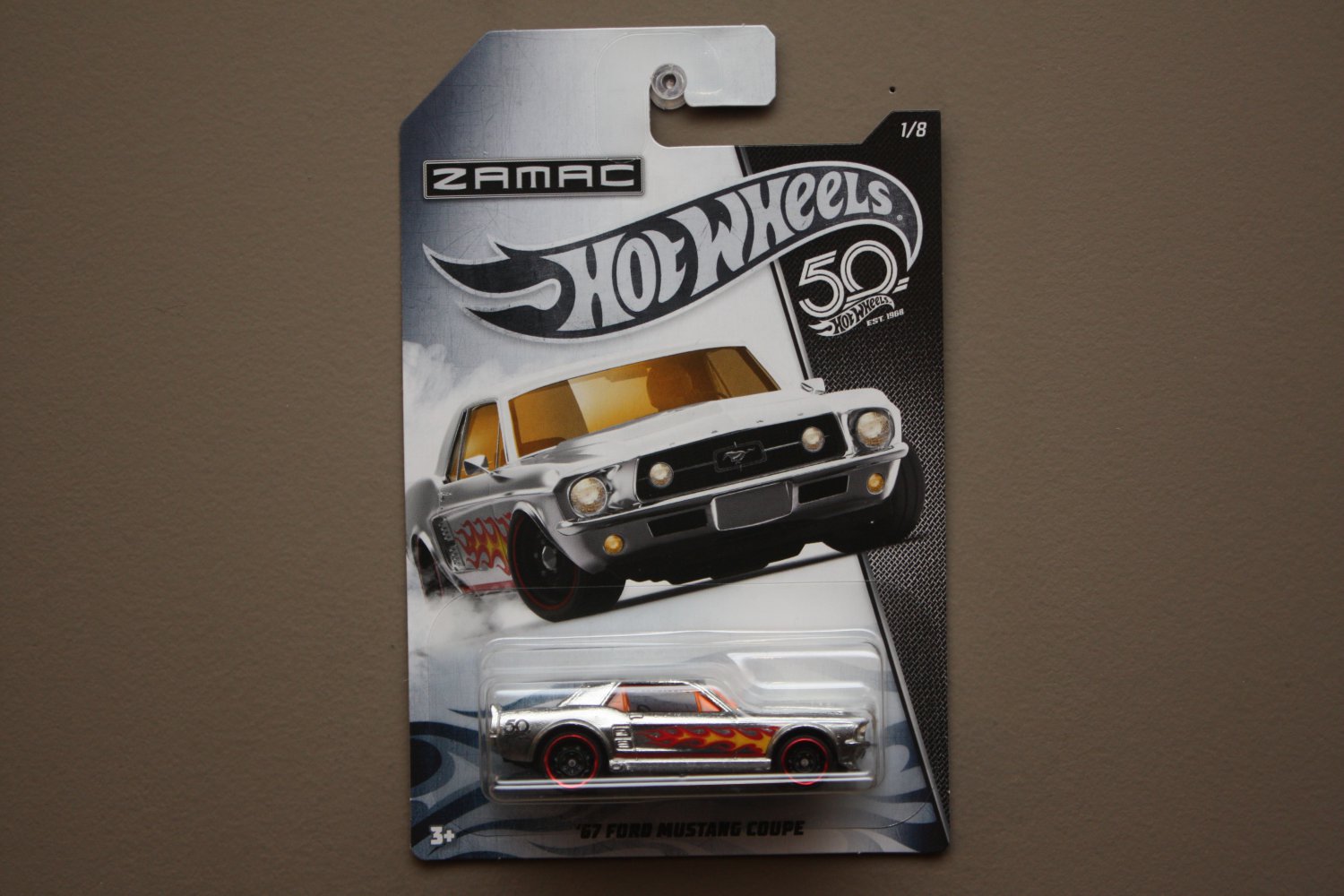 2018 Hot Wheels 50th Anniversary Zamac #1 '67 Ford Mustang Coupe