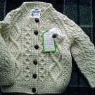 NWT Childs' Irish Ireland Wool Hand Knitted Fisherman's Button Cardigan Banin/Aran