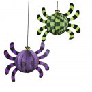 Halloween Green and Purple Honeycomb Spider Paper Hanging Decoration