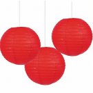 Holiday 9.5" Round Lanterns - Red (Set of 3)