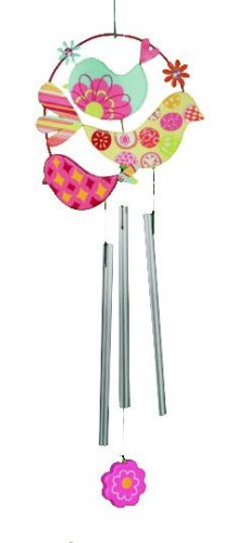 Spring Yard Bird Wind Chime - Pink Flower