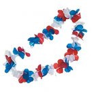 Happy 4th of July Patriotic Red White and Blue Flower Lei