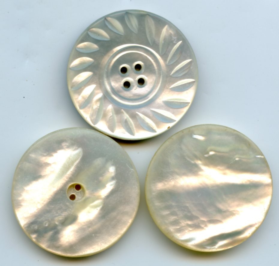 3 antique large pearl buttons