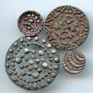 group of 4 antique pewter buttons