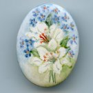 Vintage hand painted ceramic plant life button B/m