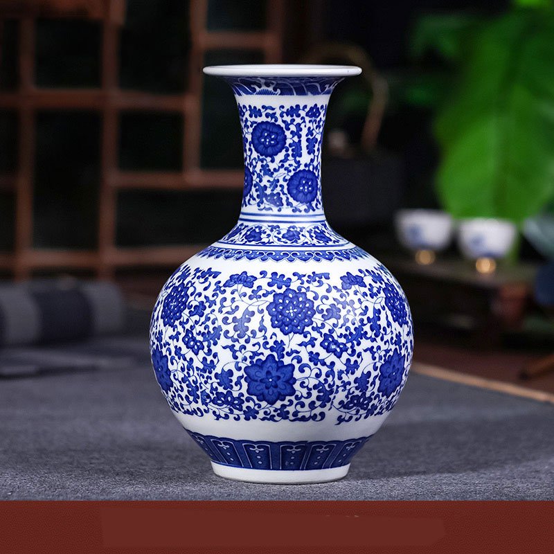 Blue and White Porcelain Ceramic Vase Flower Arrangement
