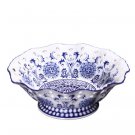Blue and white ceramic empty ceramic tall fruit and candy plate Blue and white ceramic empty ceramic tall fruit and candy plate
