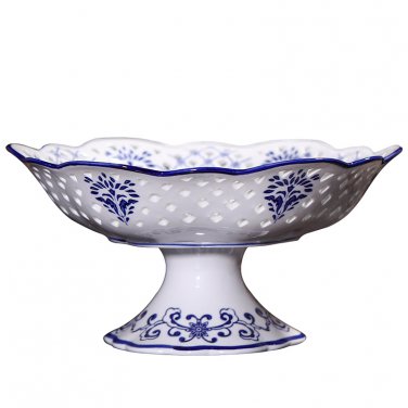 Blue and white hollow fruit plate candy basket Ceramics