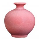Pink ice cracked pomegranate shape ceramic small vase