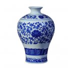 Ceramic blue and white porcelain vase with tangled lotus
