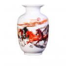 Winter melon shaped horses and sun ceramic small vase