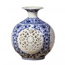 Hollow blue and white pomegranate shape ceramic vase flower arrangemen
