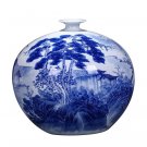 Master hand-painted countryside blue and white porcelain vase Master hand-painted countryside blue and white porcelain vase