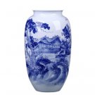 Master hand-painted winter melon shaped blue and white porcelain vase Master hand-painted winter melon shaped blue and white porcelain vase