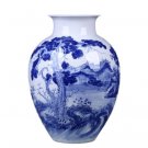 Master hand-painted ancient bell shape blue and white porcelain vase Master hand-painted ancient bell shape blue and white porcelain vase