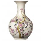 Plums and birds golden ornamental vase home decoration