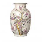 Winter Melon Shaped Plum Blossoms and Birds Ceramic Vase