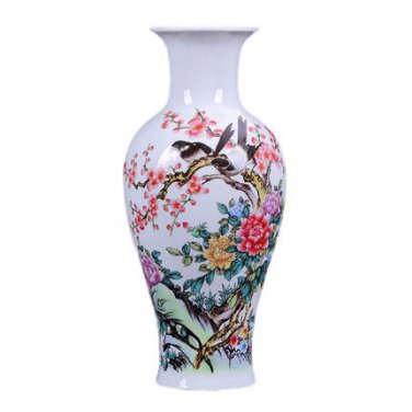 Overglaze baked flowers fishtail shape ceramic vase