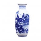 In-glaze Landscape Loft Pattern Winter Melon Shaped Ceramic Vase