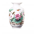 Winter melon shape lotus and birds pattern ceramic vase