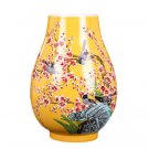 Jingdezhen barrel-shaped hand-painted pastel yellow ceramic vase