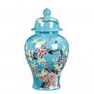 Jingdezhen hand-painted pastel light blue ceramic storage jar Jingdezhen hand-painted pastel light blue ceramic storage jar