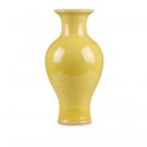 Fishtail shape yellow cracked glaze ceramic vase