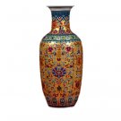 Winter melon shape golden enamel ceramic vase on the ground