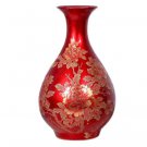 Chinese jar shape golden flower crystal glazed red vase
