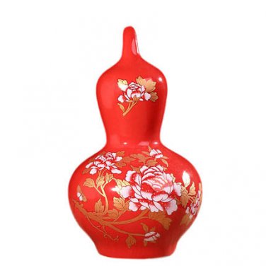 Peony red gourd ceramic vase made in china