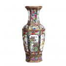 Vintage small flowers majolica ceramic vase ornaments outline in gold