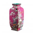 Vintage middle pink majolica ceramic vase ornaments outline in gold