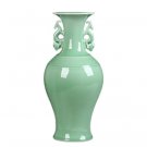 Two ears mermaid shape mint glazed green chinese porcelain vases