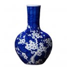 Plum pattern celestial sphere shape blue and white china ceramic vase